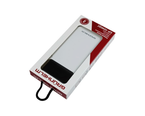 Купить Портативный Power Bank GRUNHELM GP-10WQC 10.000 mAh. белый быстрая зарядка 22.5W