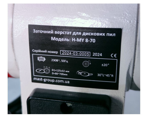 Купить Заточной станок для дисковых пил MAST Holztechnik H-MY 8-70 230V